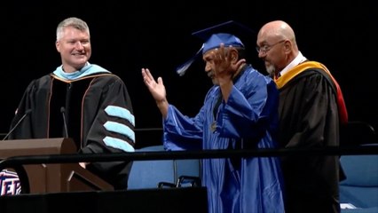 Watch this veteran graduate from high school, 48 years later