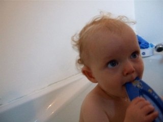 clementine boit l'eau du bain