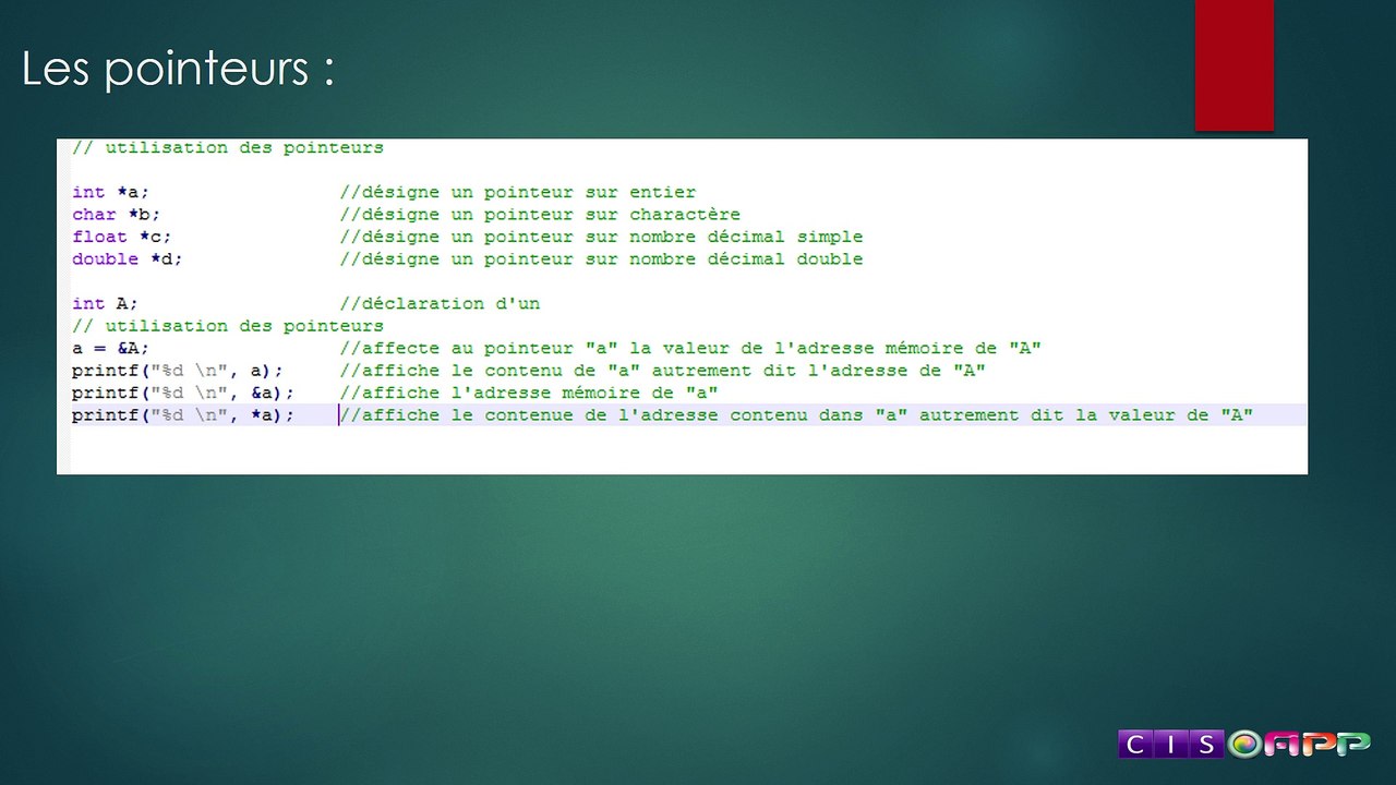 Formation à l'intégration vidéo 9 -programmation en C partie 6