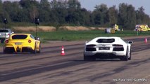 Lamborghini Aventador LP700-4 vs Ferrari F12berlinetta - Drag Race!