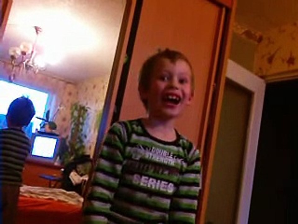 Funny Kid and Scissors. Kid Make Jokes With Scissors.