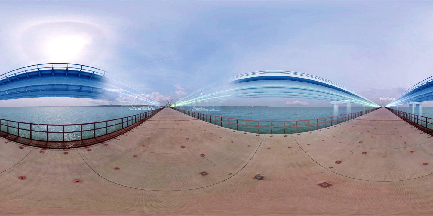 Images impressionnantes à 360 degrés de la construction du pont de Crimée