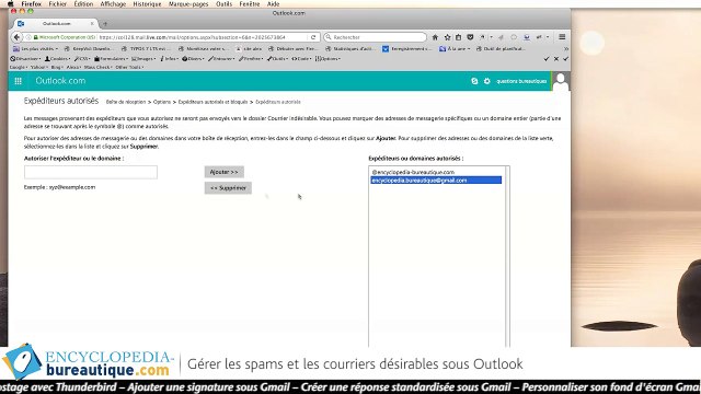 Comment gérer les mails indésirables ou autoriser des contacts sous outlook