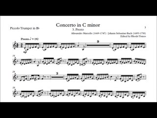 [Accompaniment] Marcello / Bach BWV974 Concerto in C minor 3 Presto [Sheet music]