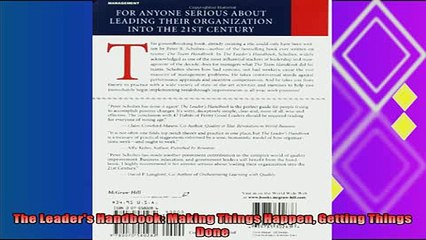 behold  The Leaders Handbook Making Things Happen Getting Things Done