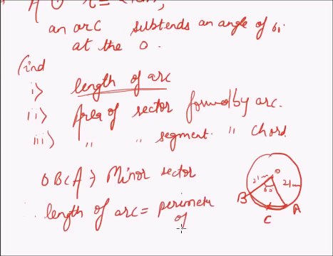 Area of Sector, Segment and Arc