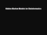 Read Hidden Markov Models for Bioinformatics PDF Free