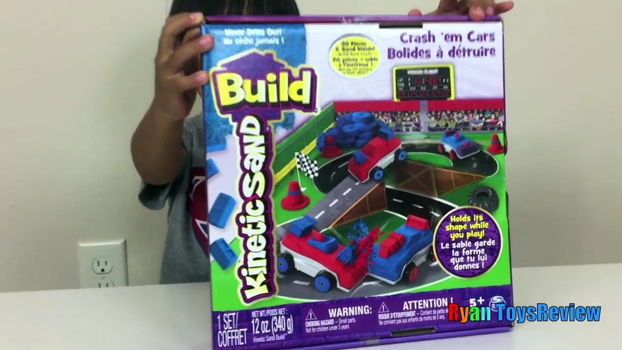 Kinetic Sand Build Crash 'Em Cars Play Set Toys For Kids Ryan ToysReview