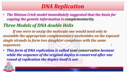 MODEL OF DNA REPLICATION