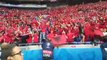 Tifozët shqiptar këndojnë Kuq e Zi je Ti para ndeshjes me Rumaninë në Lion