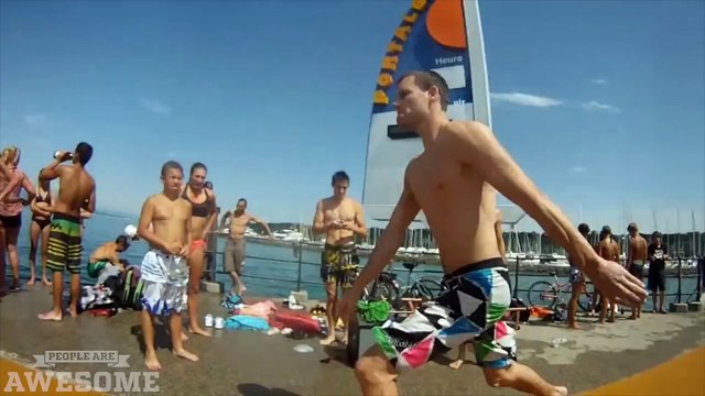 Trampoline Diving Into the Lake ¦ PEOPLE ARE AWESOME