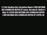 Download [ [ [ Der Satzbau Des Cornelius Nepos [ DER SATZBAU DES CORNELIUS NEPOS BY Lupus Bernhard
