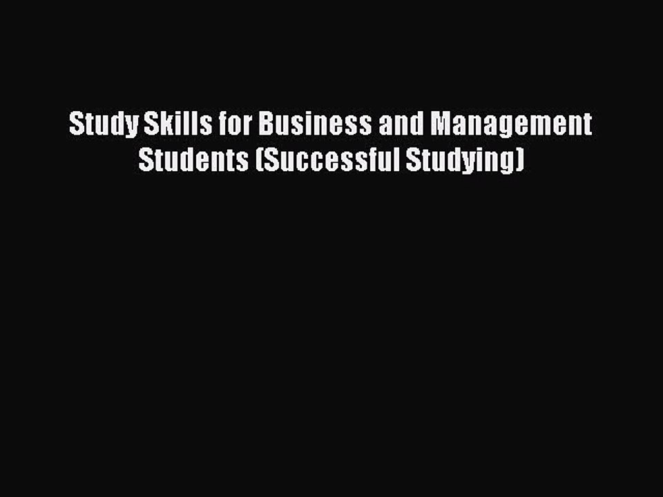 Download Study Skills for Business and Management Students (Successful Studying) PDF Free