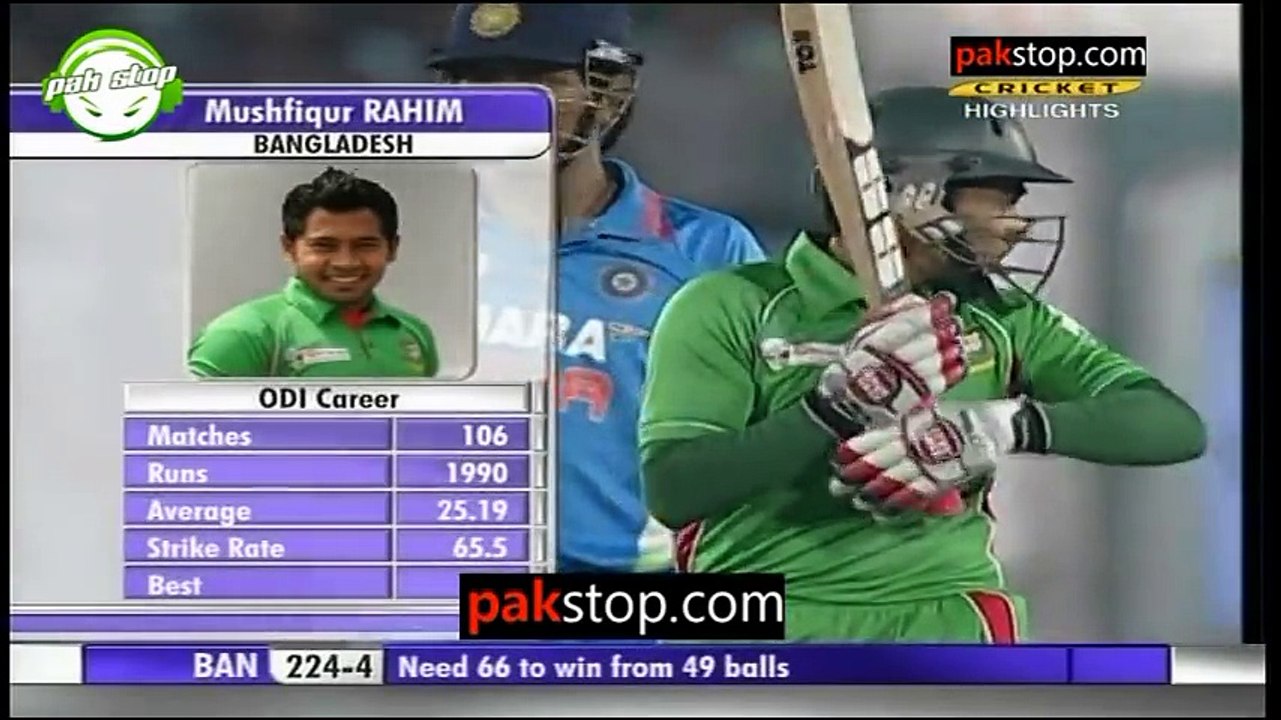 Mushfiqur Rahim '46 runs in 25 balls [Asia Cup 2012 l Bangladesh V India] March 16th 2012