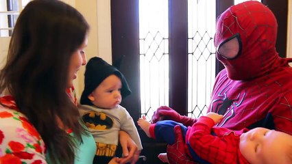 Spiderman Babysitting FAIL 2 BABIES Superhero Spider Man IRL Baby Sitting In Real Life + Batman Bab