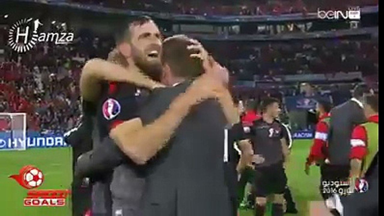لاعب ألبانيا يهتف بـ " الحمد لله الحمد لله " بعد تحقيق ألبانيا أول فوز في تاريخها في اليورو