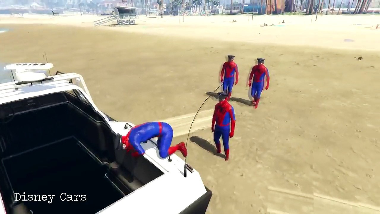 Spiderman Policeman  Cartoon Helicopter+Police Boat + Kids!  Rhymes Songs Tuesday  21-06-2016