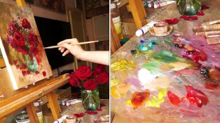FlAwer Process of creating oil painting