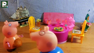 Peppa pig Daddy pig is pregnant have a baby? poops in toilet toys playset with shit play doh crap