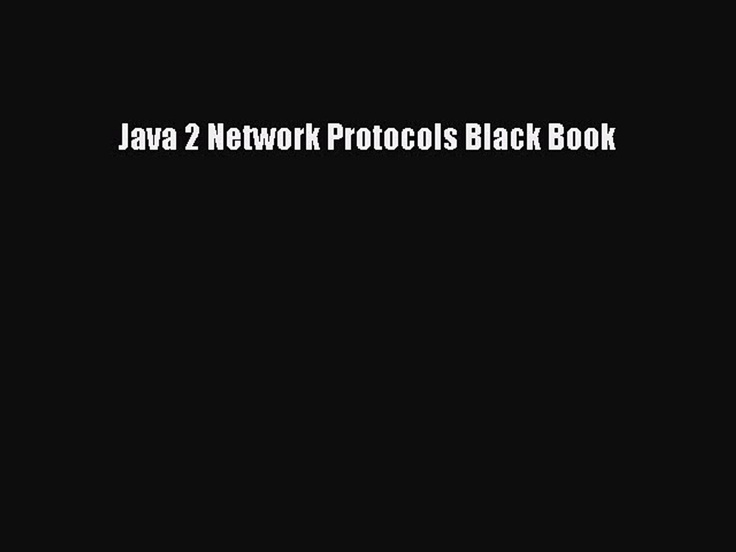 Java 2 Network Protocols Black Book