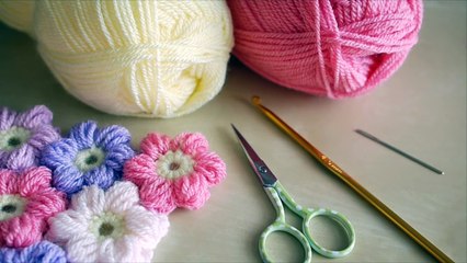 CROCHET- How to crochet a puff flower