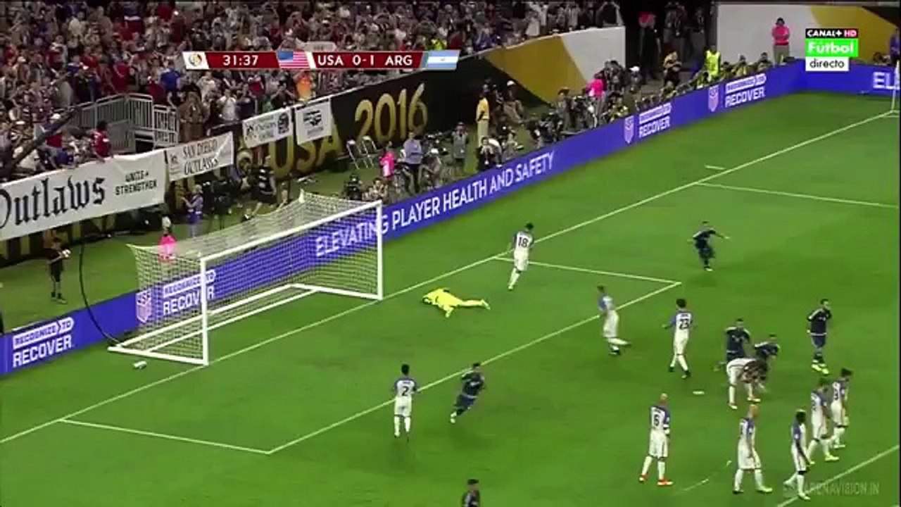 USA vs Argentina 0-2 Lionel Messi Golazo Tiro L...