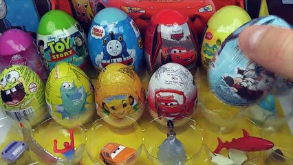 21 Surprise Eggs Kinder Surprise Cars 2 Spongebob Thomas Zaini Surprise