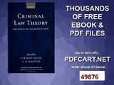 Criminal Law Theory Doctrines of the General Part Oxford Monographs on Criminal Law and Justice