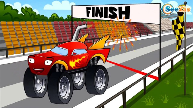 Monster Truck Bajki po polsku dla dzieci. Koparka, Ciężarówka, Żuraw. Kolekcja kreskówek 1 godzina