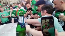 Ireland fans dent the roof of a French car, fix it straight away (Video)