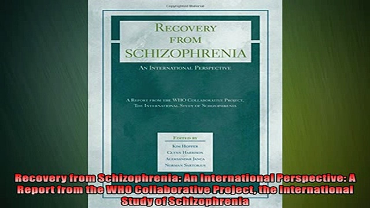 READ book  Recovery from Schizophrenia An International Perspective A Report from the WHO  FREE BOOOK ONLINE