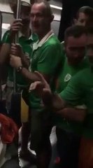des supporteurs irlandais chantent un une berçeuse à un bébé dans le train de Bordeaux . La France va affronter l'Irlande  en 8e dimanche au parc des Princes à Paris