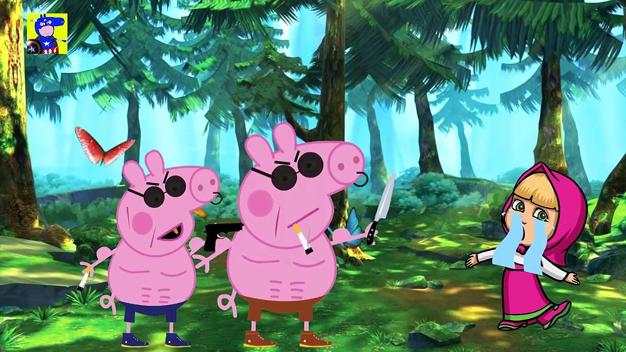 Peppa Pig Gangters kidnapping Masha Action Story Finger Family Nursery Rhymes new episode Parody