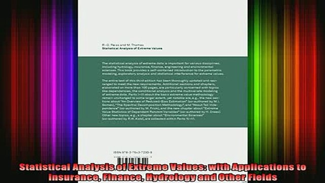 READ book Statistical Analysis of Extreme Values with Applications to Insurance Finance Hydrology Full Free