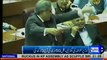 Finance Minister Ishaque Dar is wearing wrist watch, worth 50 Lac, Report by Shakir Solangi, Dunya News.