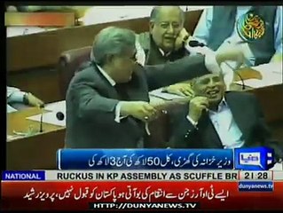 Finance Minister Ishaque Dar is wearing wrist watch, worth 50 Lac, Report by Shakir Solangi, Dunya News.
