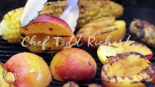 Todd Richards' Coffee Rubbed Chicken Wings with Queso Corn & Grilled Peaches