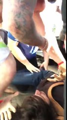 Hippie Sabotage fighting security at What The Festival