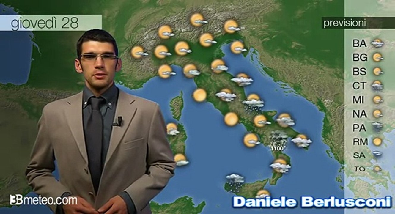 Previsioni meteo Video per giovedi, 28 novembre