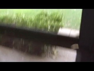 heavy rain and back yard stream in Colony Woods, Lenexa, Kansas