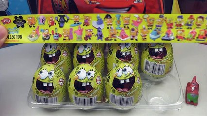 12 SPONGEBOB Chocholate Surprise Eggs Unboxing