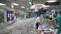 Inondations dans le centre commercial Ginza de Jinan (Chine)
