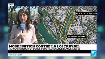 Mobilisation contre la Loi travail - Parcours réduit et défilé sous haute surveillance à Paris