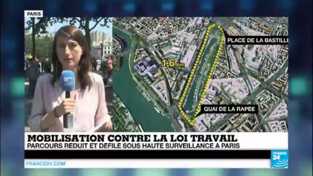 Mobilisation contre la Loi travail - Parcours réduit et défilé sous haute surveillance à Paris