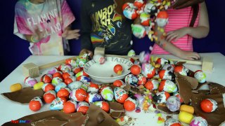 BASHING 3 Giant Chocolate Kinder Surprise Eggs   Monster High   Peppa Pig   MLP Toy Opening   YouTub