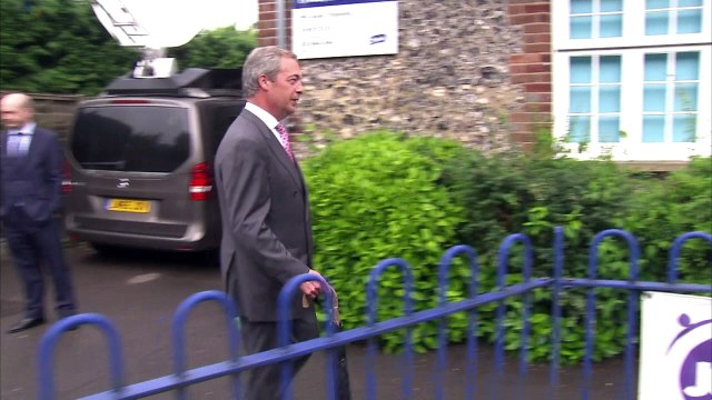 Ukip leader Nigel Farage casts vote in EU referendum