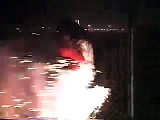 A guy gets hit with 25 fireworks