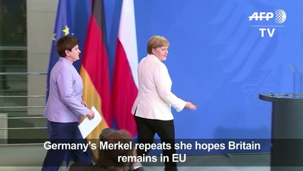 Germany's Merkel says hopes Britain remains in EU