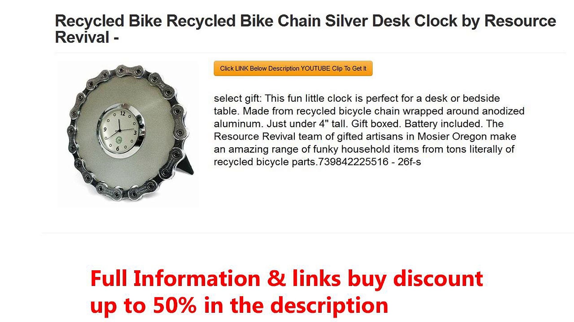 Recycled Bike Recycled Bike Chain Silver Desk Clock By Resource
