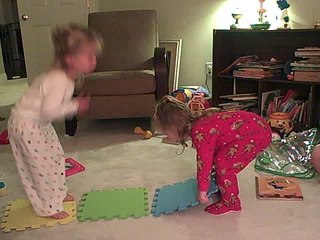 Mon, Oct 26, 2009 - twins leapfrogging on squares